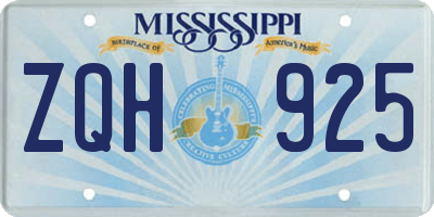 MS license plate ZQH925