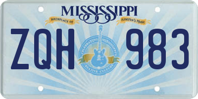 MS license plate ZQH983