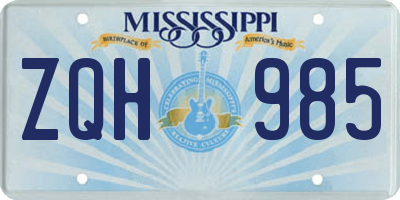 MS license plate ZQH985