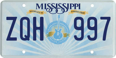 MS license plate ZQH997
