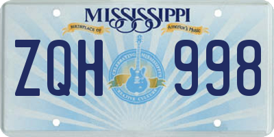 MS license plate ZQH998