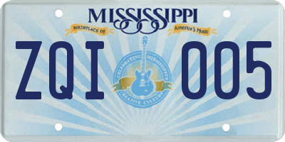 MS license plate ZQI005