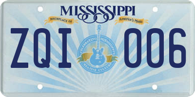 MS license plate ZQI006