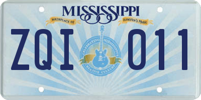 MS license plate ZQI011