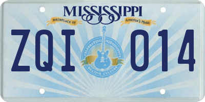 MS license plate ZQI014