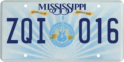 MS license plate ZQI016