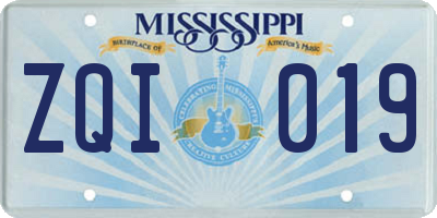 MS license plate ZQI019