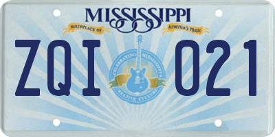 MS license plate ZQI021