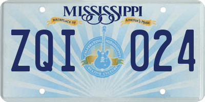 MS license plate ZQI024