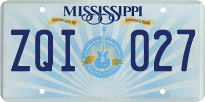 MS license plate ZQI027