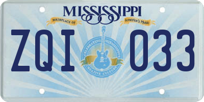 MS license plate ZQI033