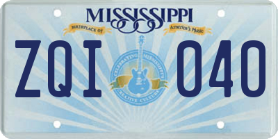 MS license plate ZQI040