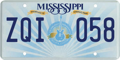 MS license plate ZQI058