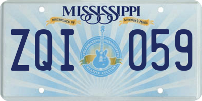 MS license plate ZQI059