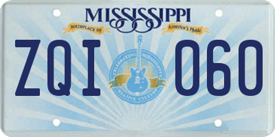 MS license plate ZQI060