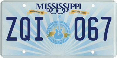 MS license plate ZQI067