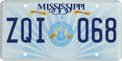 MS license plate ZQI068