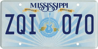 MS license plate ZQI070