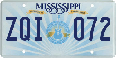 MS license plate ZQI072