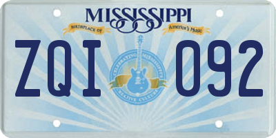 MS license plate ZQI092