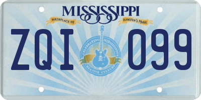 MS license plate ZQI099