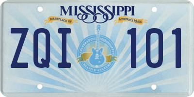 MS license plate ZQI101