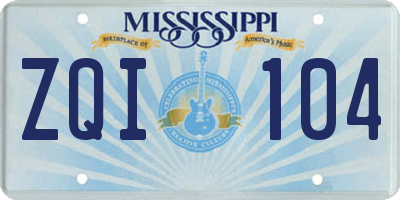 MS license plate ZQI104