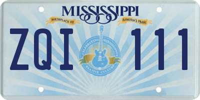 MS license plate ZQI111