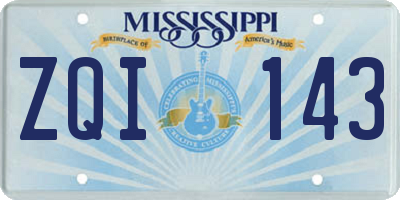 MS license plate ZQI143