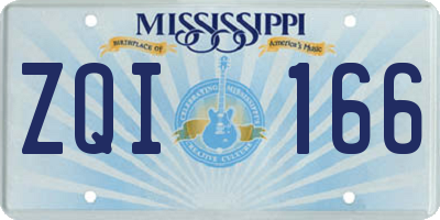 MS license plate ZQI166