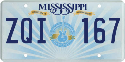 MS license plate ZQI167