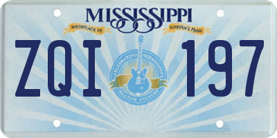 MS license plate ZQI197