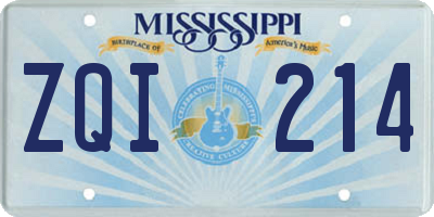 MS license plate ZQI214