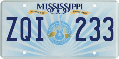 MS license plate ZQI233