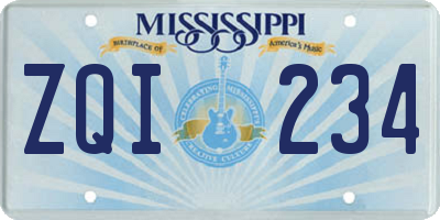 MS license plate ZQI234