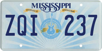 MS license plate ZQI237