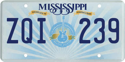 MS license plate ZQI239