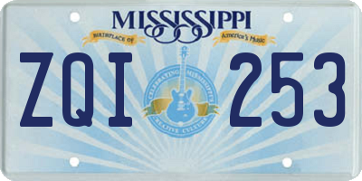 MS license plate ZQI253