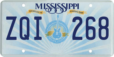 MS license plate ZQI268