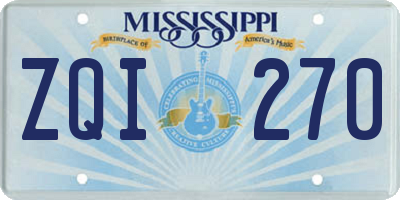 MS license plate ZQI270