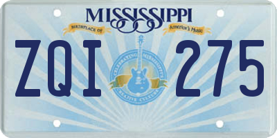 MS license plate ZQI275