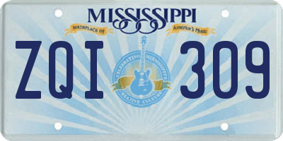 MS license plate ZQI309