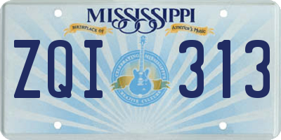 MS license plate ZQI313