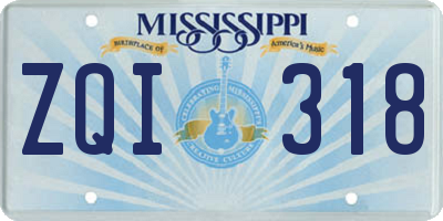 MS license plate ZQI318