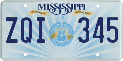 MS license plate ZQI345