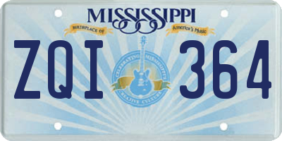 MS license plate ZQI364