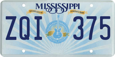 MS license plate ZQI375
