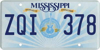 MS license plate ZQI378