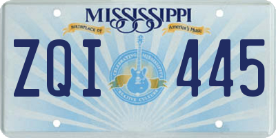 MS license plate ZQI445