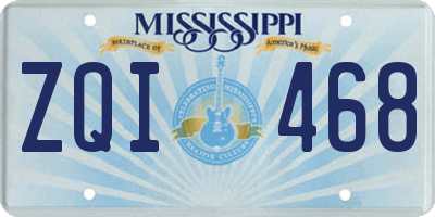 MS license plate ZQI468